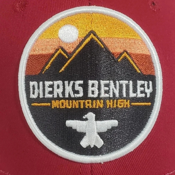 NWOT,Dierks Bently Mountain High Snapback Trucker Hat With  Patch,Red/White. - Picture 5 of 7